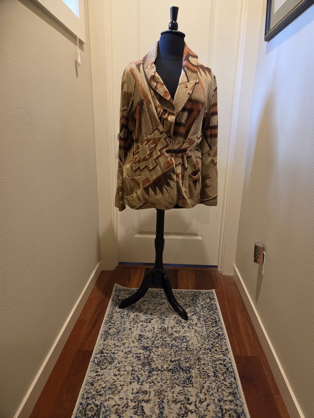 Lauren Jeans Co Shawl-Collar Southwestern Print Blazer Jacket - Beige Rust
